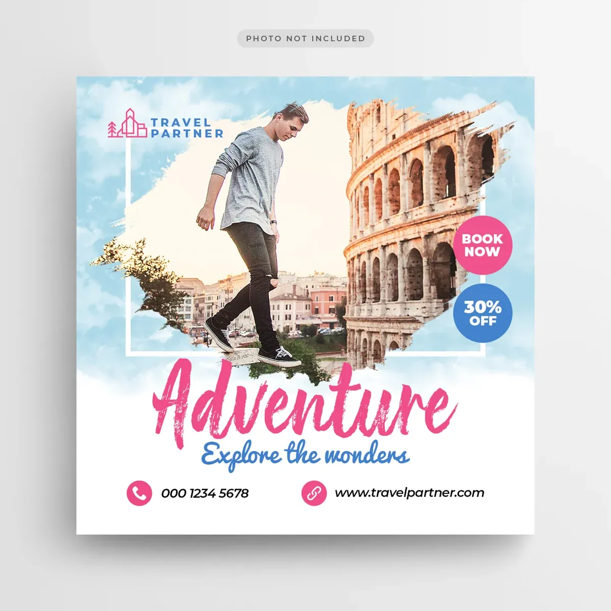 Vacation & Holiday Tour Vacation & Holiday Tour Post Banner O Flyer Cuadrado Template