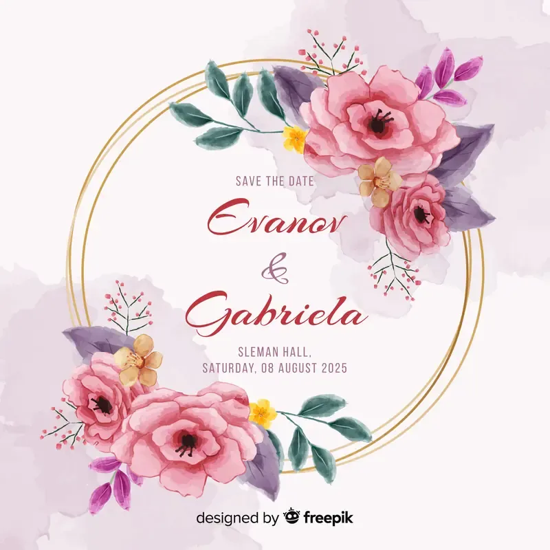 Hand Painted Floral Frame Wedding Invitation