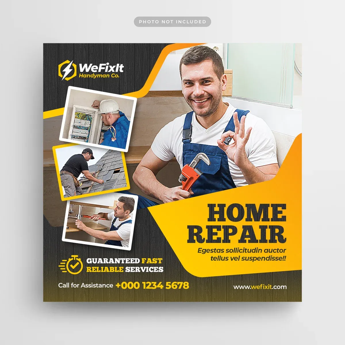Handyman Home Repair Flyer Social Media Post Web Banner Template