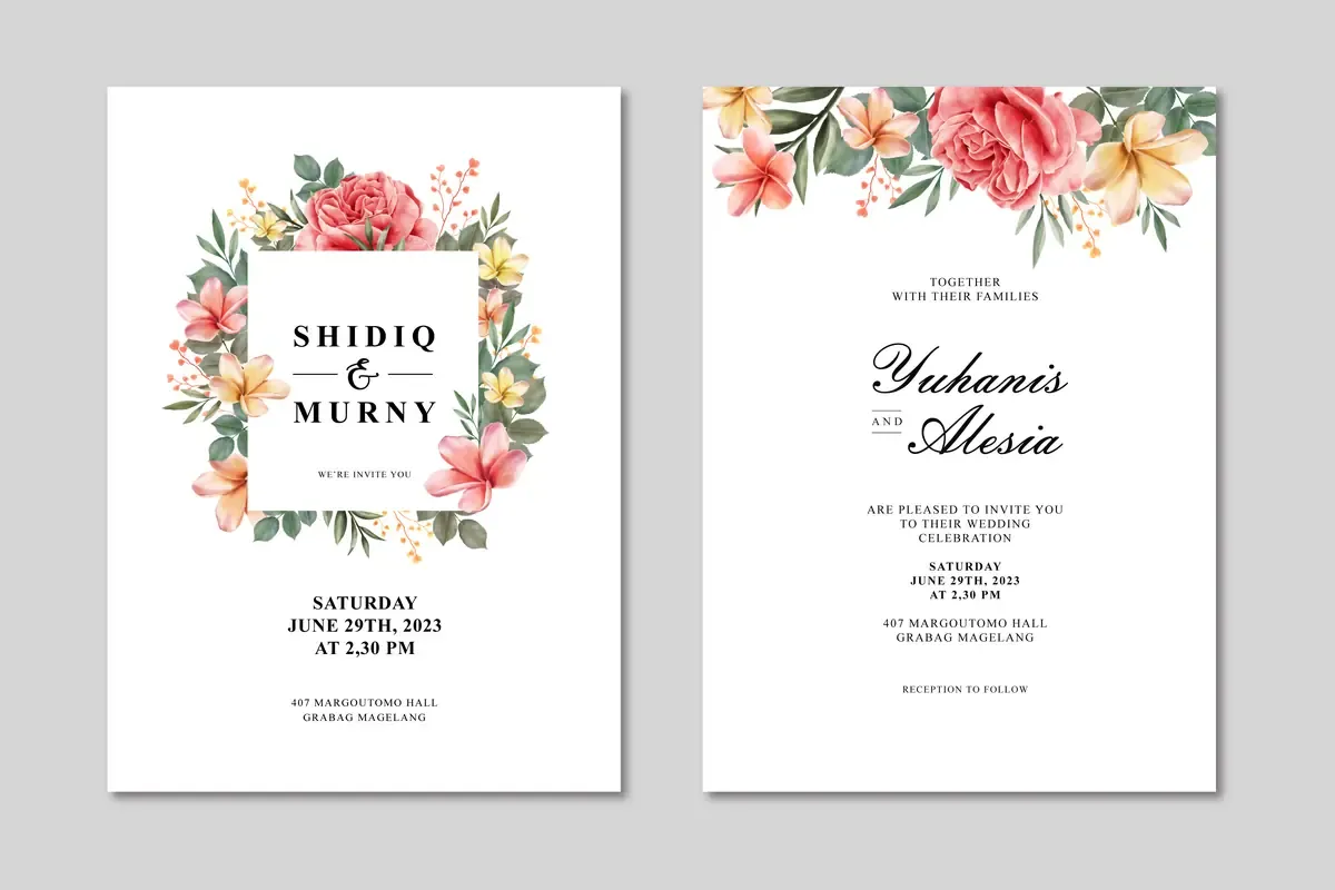 Wedding Card Template With Floral Frame Multi Purpose