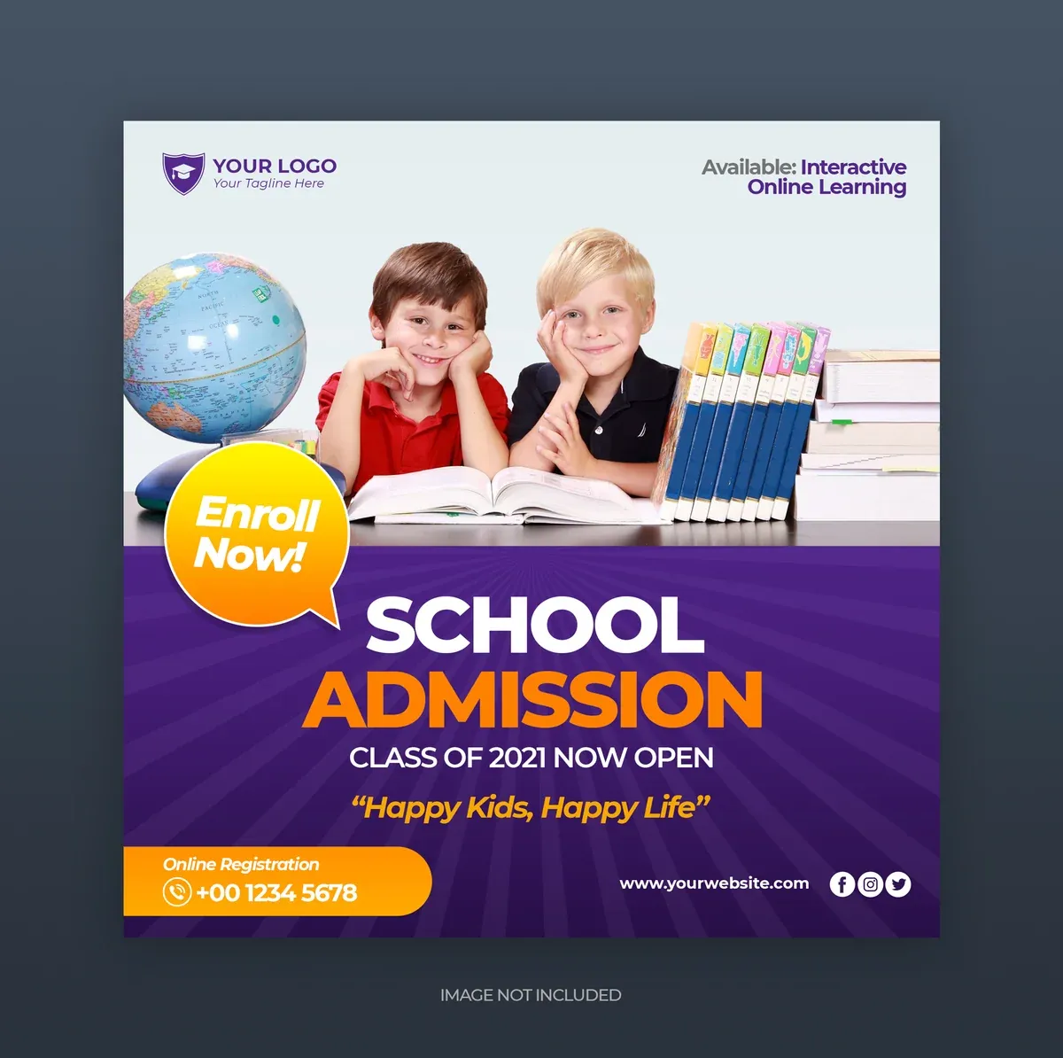 School Admission Banner Template Square Flyer