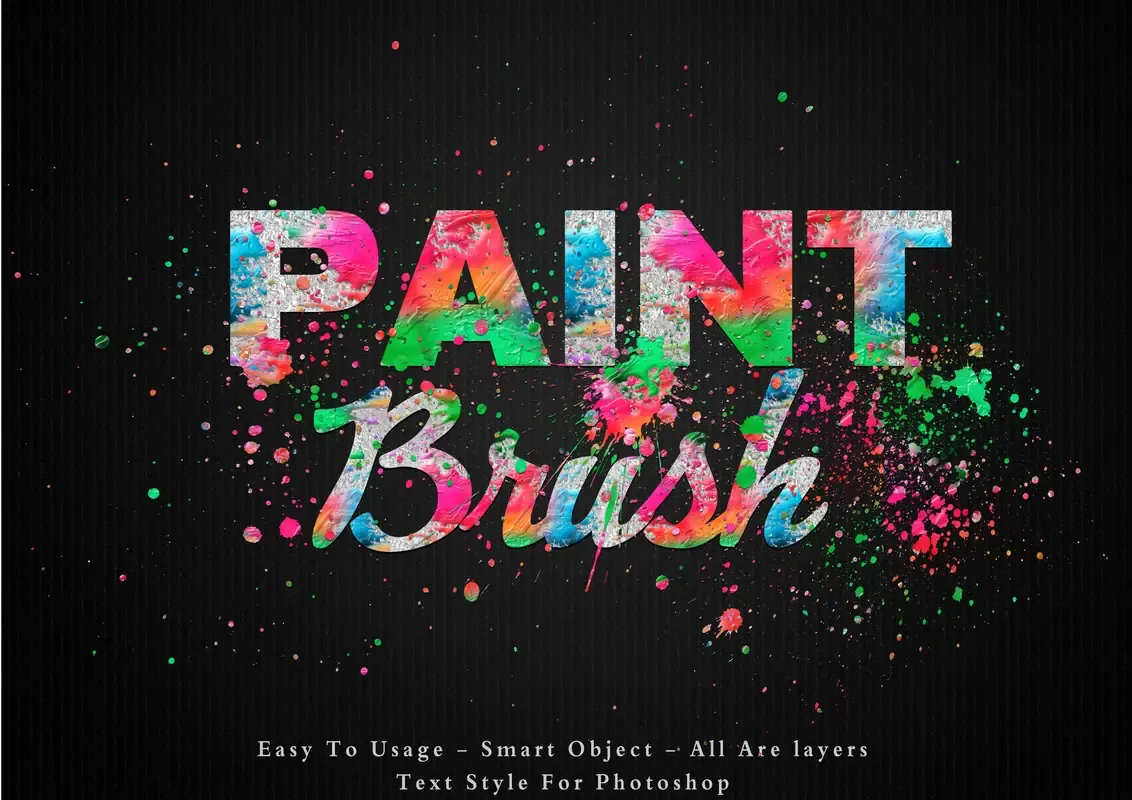 Paint Brush Colors Text Style Effect