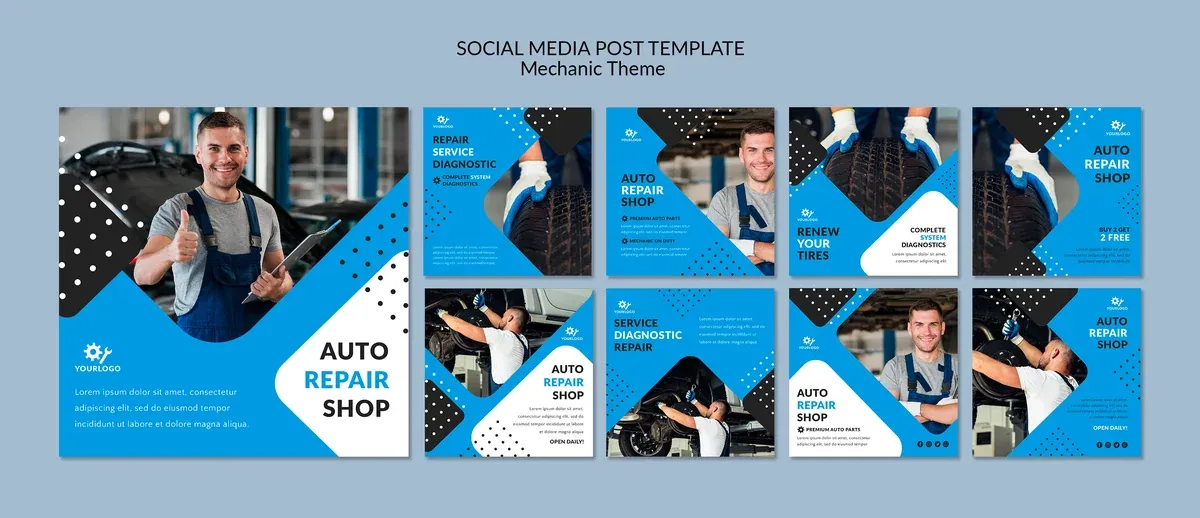 Mechanic Worker Showroom Social Media Post Template
