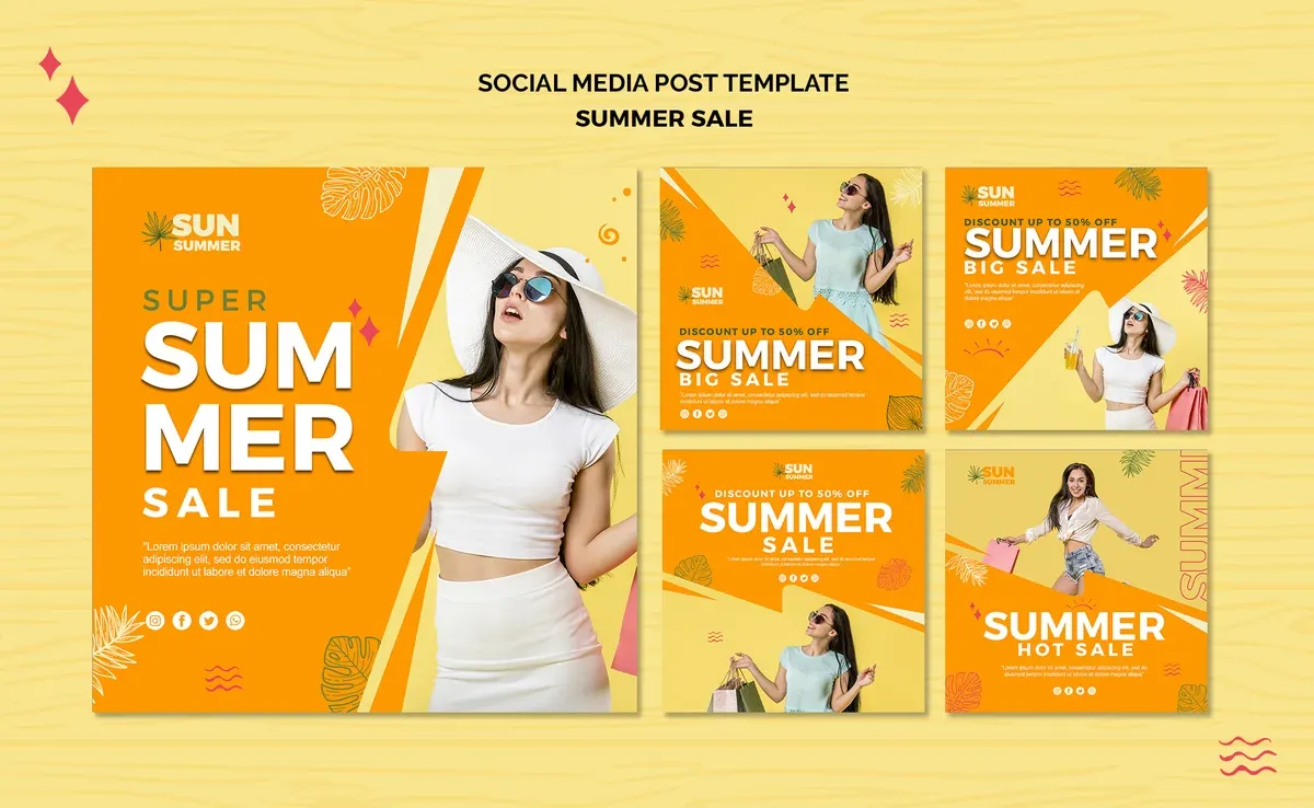 Chica Summer Fashion Sale Publicacion Social Media Template