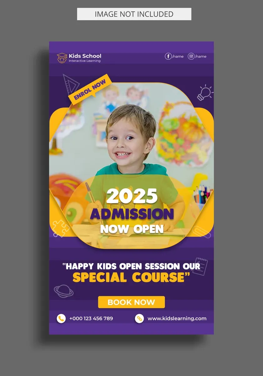 Kids Education Admission Instagram Story Template Social Media Banner
