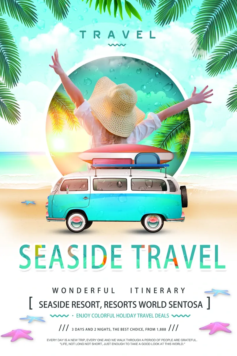 Seaside Vintage Van Summer Travel Poster