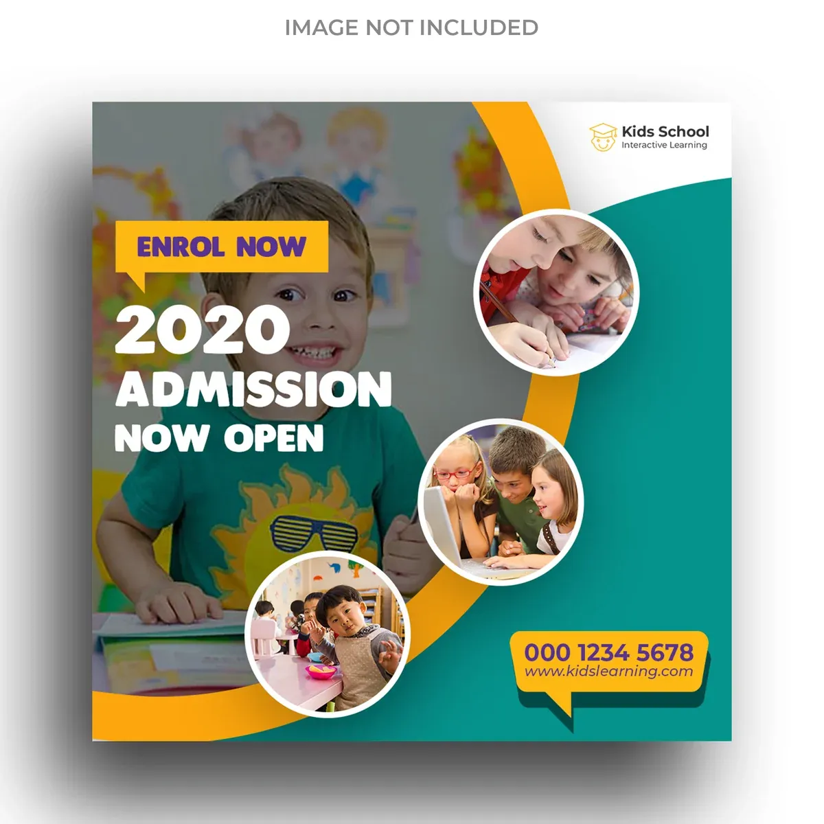 Kids School Education Admission Social Media Banner Square Flyer Template