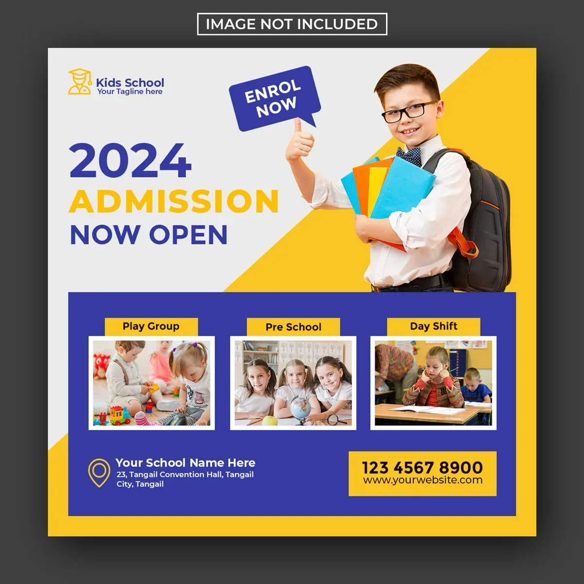 Kids School Education Admission Social Media Post Web Banner Template