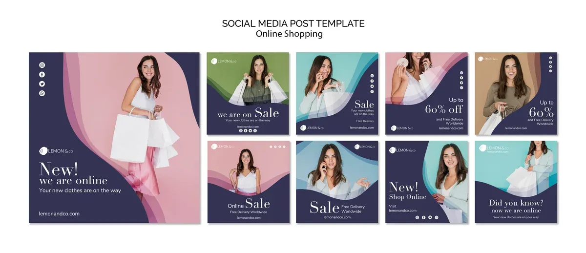 Instagram Posts Collection For Online Fashion Sale Template