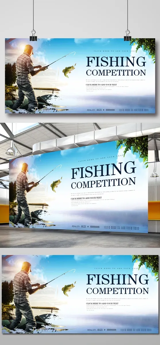 Fishing Competition Banner Mockup Set