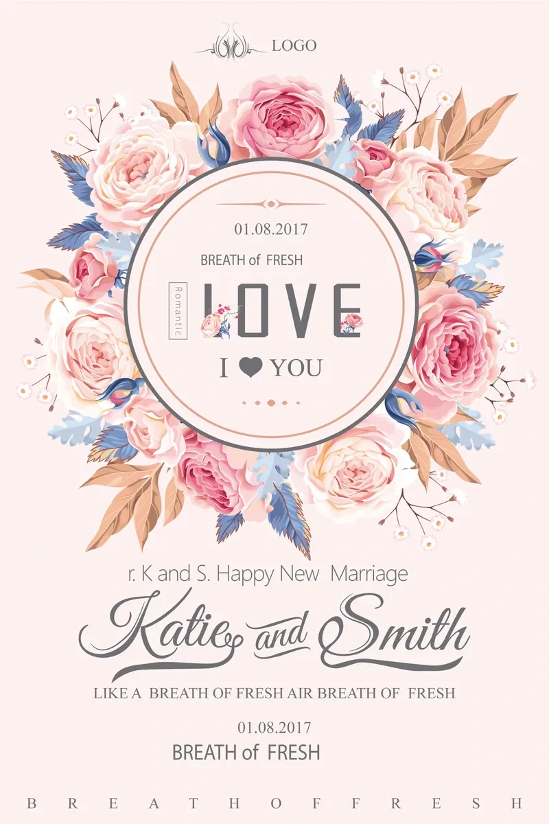 Blush Rose Watercolor Wedding Invitation