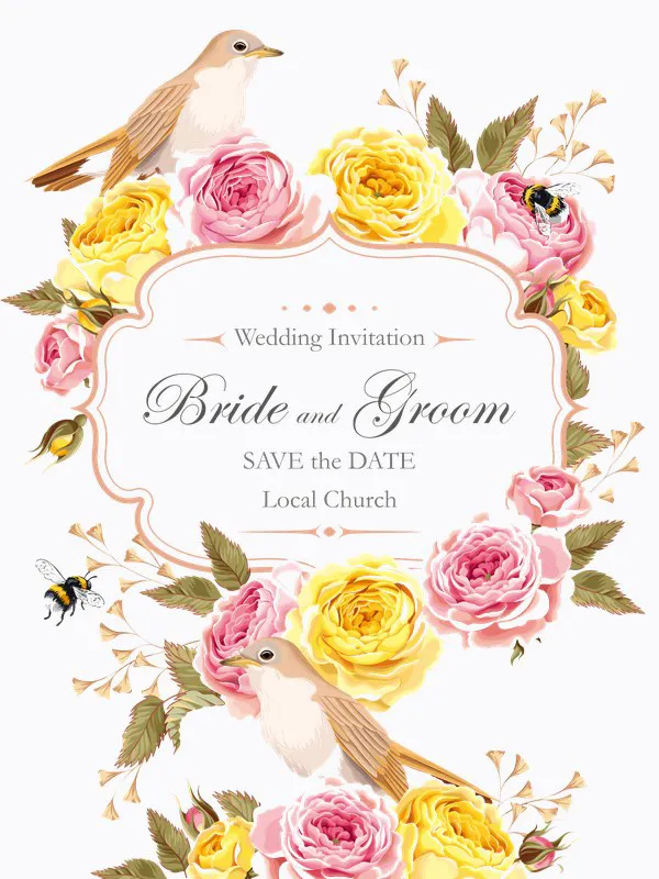 Botanical Wedding Floral Wreath Element 01