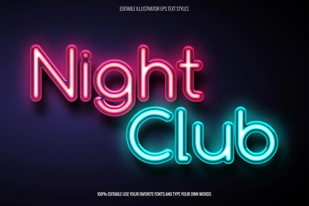 Neon Text Effect Night Club Related Design