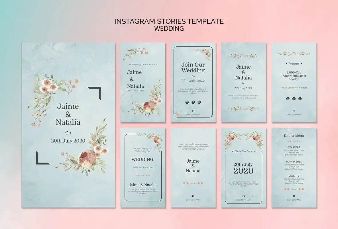 Instagram Stories Template Wedding Invitation