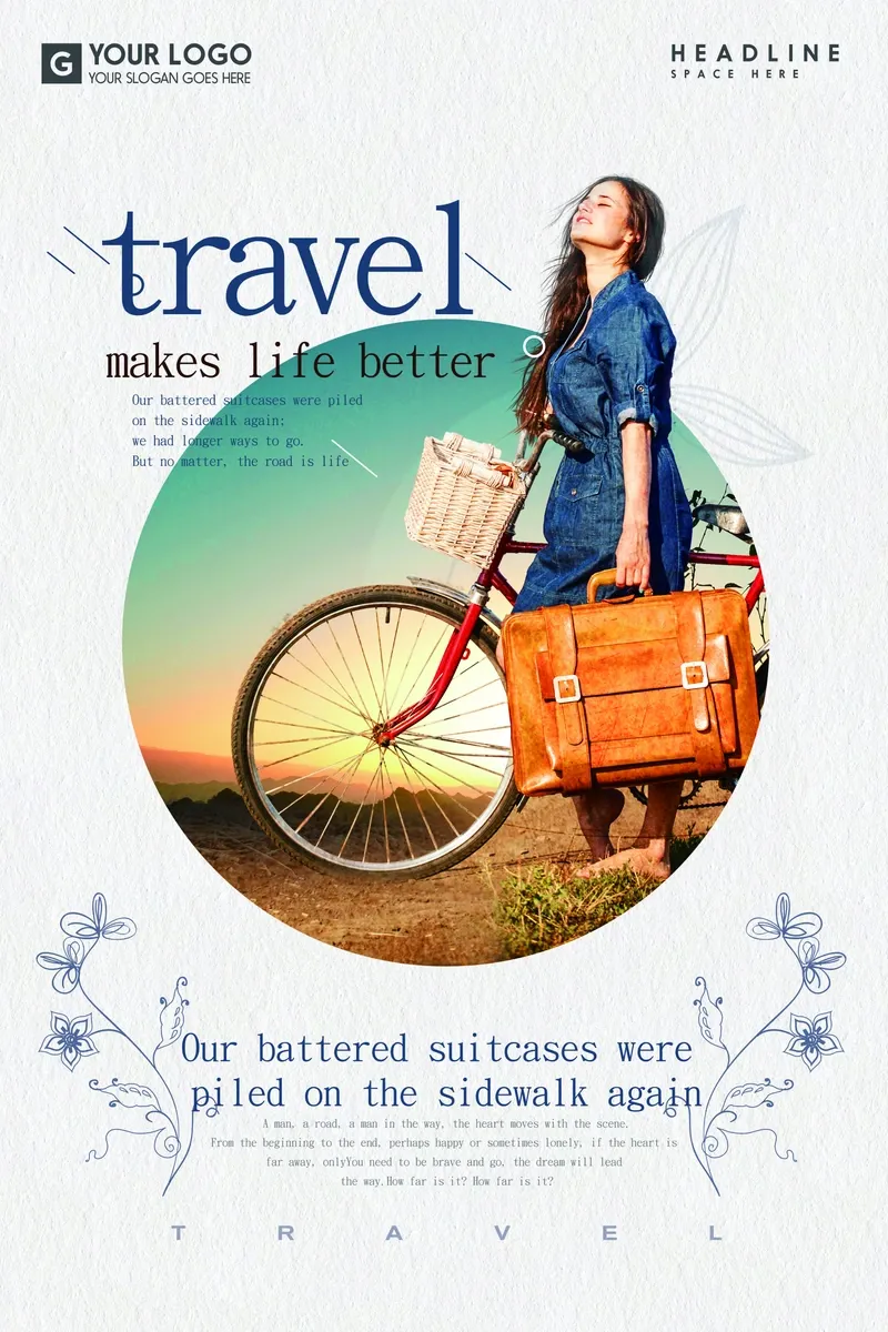 Travel Makes Life Better Vintage Bicycle Poster