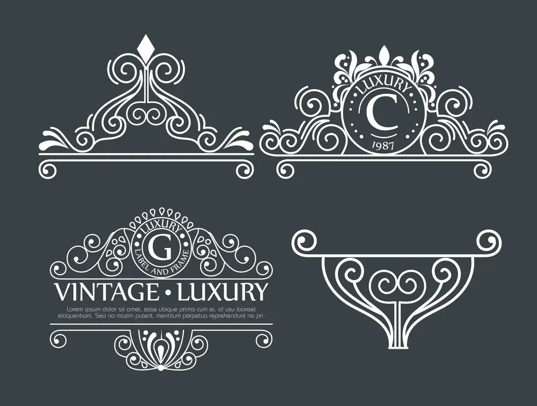 Set Ornamental Decoration Frames Labels