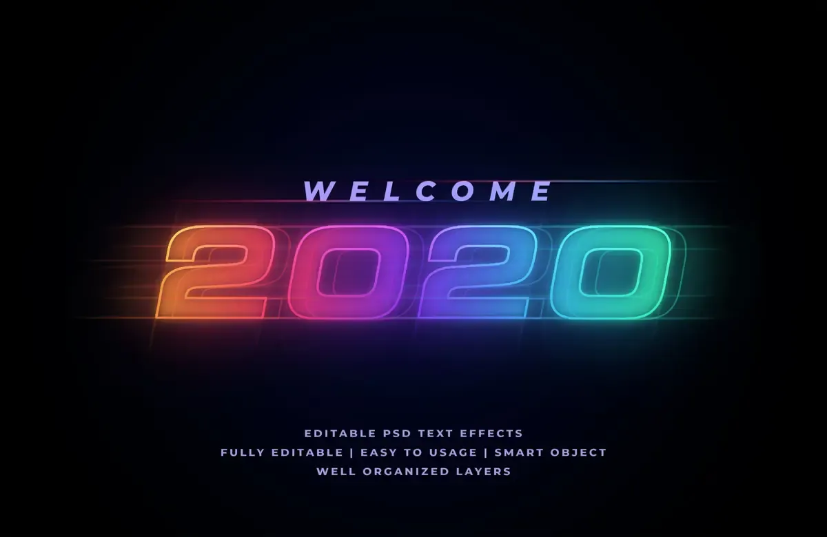 Welcome 2020 Text Style Effect