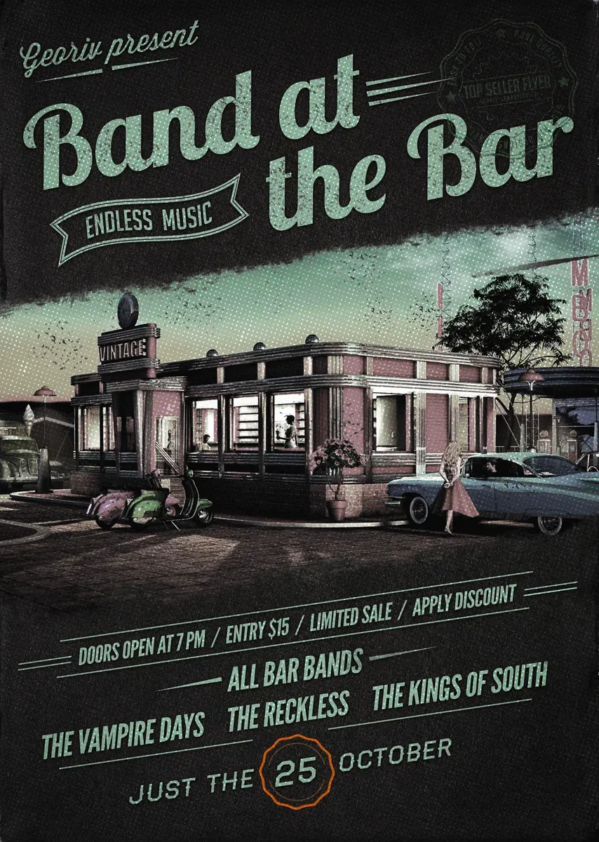 Band At The Bar Flyer Poster