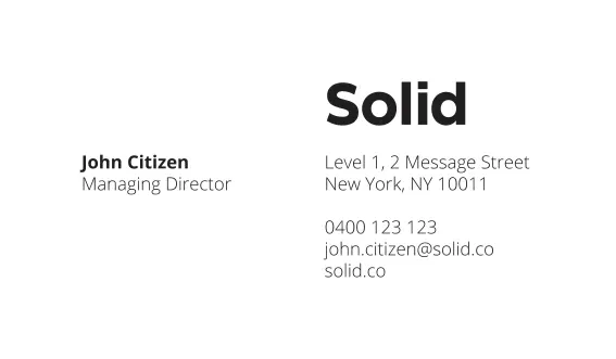 Stationery Identity Solid - Cardfront 90mmx50mm