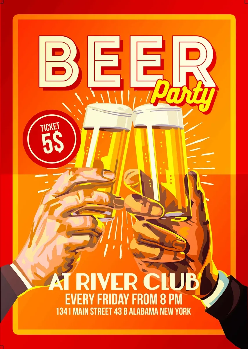 Beer Party Happy Hour Flyer Poster