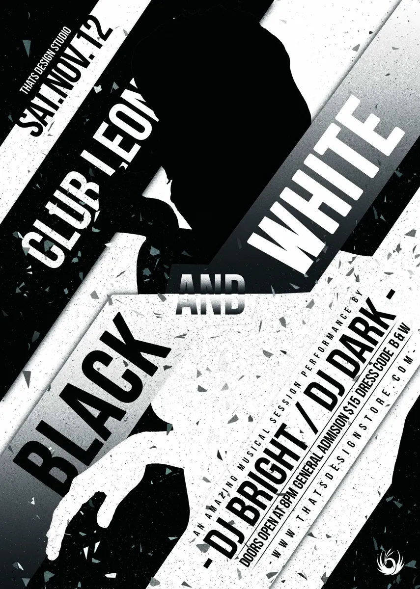 Monochrome Elegance Black and White Party Flyer