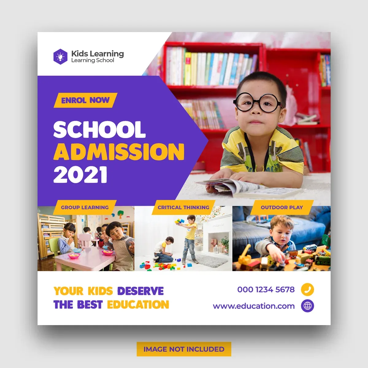 Kids School Education Admission Social Media Banner Square Flyer Template