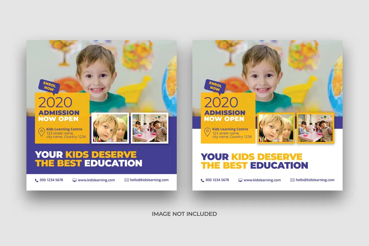 Kids School Education Admission Social Media Banner Square Flyer Template