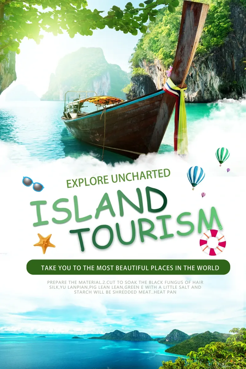Tropical Island Tourism Long-Tail Boat Poster