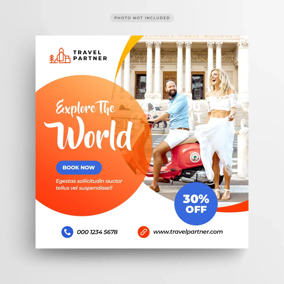 Travel Tour Instagram Post Banner Square Flyer Template