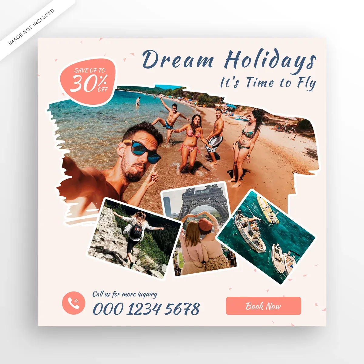 Travel Tour Instagram Post Banner Square Flyer Template