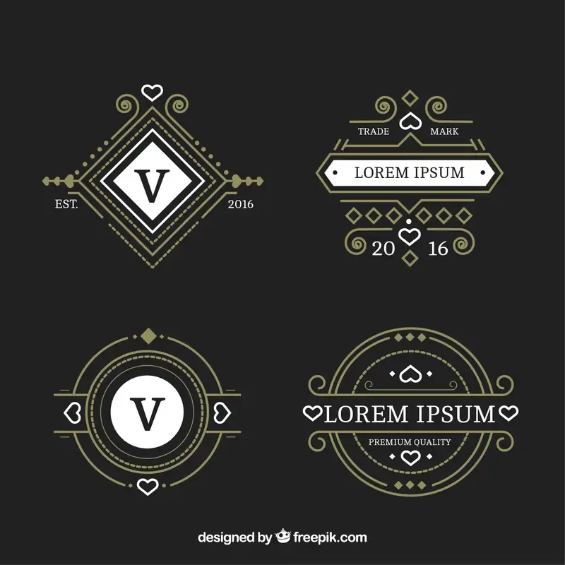 Set Ornamental Logos Vintage Style